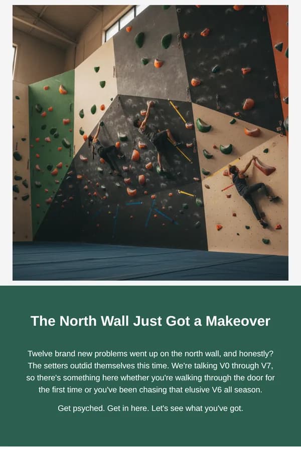 Quillback Bouldering newsletter: Fresh Problems Drop on the North Wall 🧗